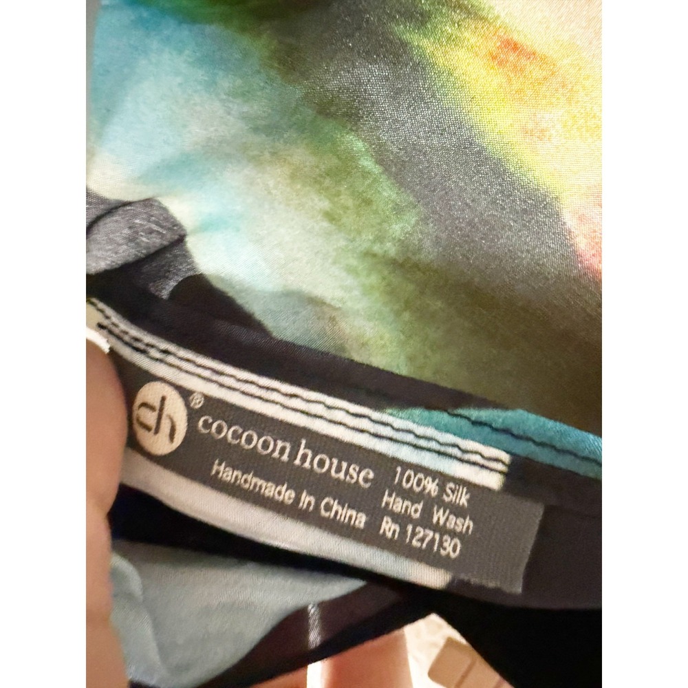 Cocoon House Frida Silk Poncho Jubilee Handmade Abstract Art Print One Size - Picture 3 of 4